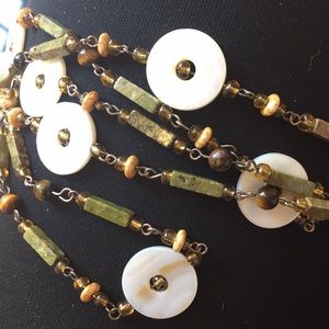 Green jasper/tigers eye handmade 32” necklace